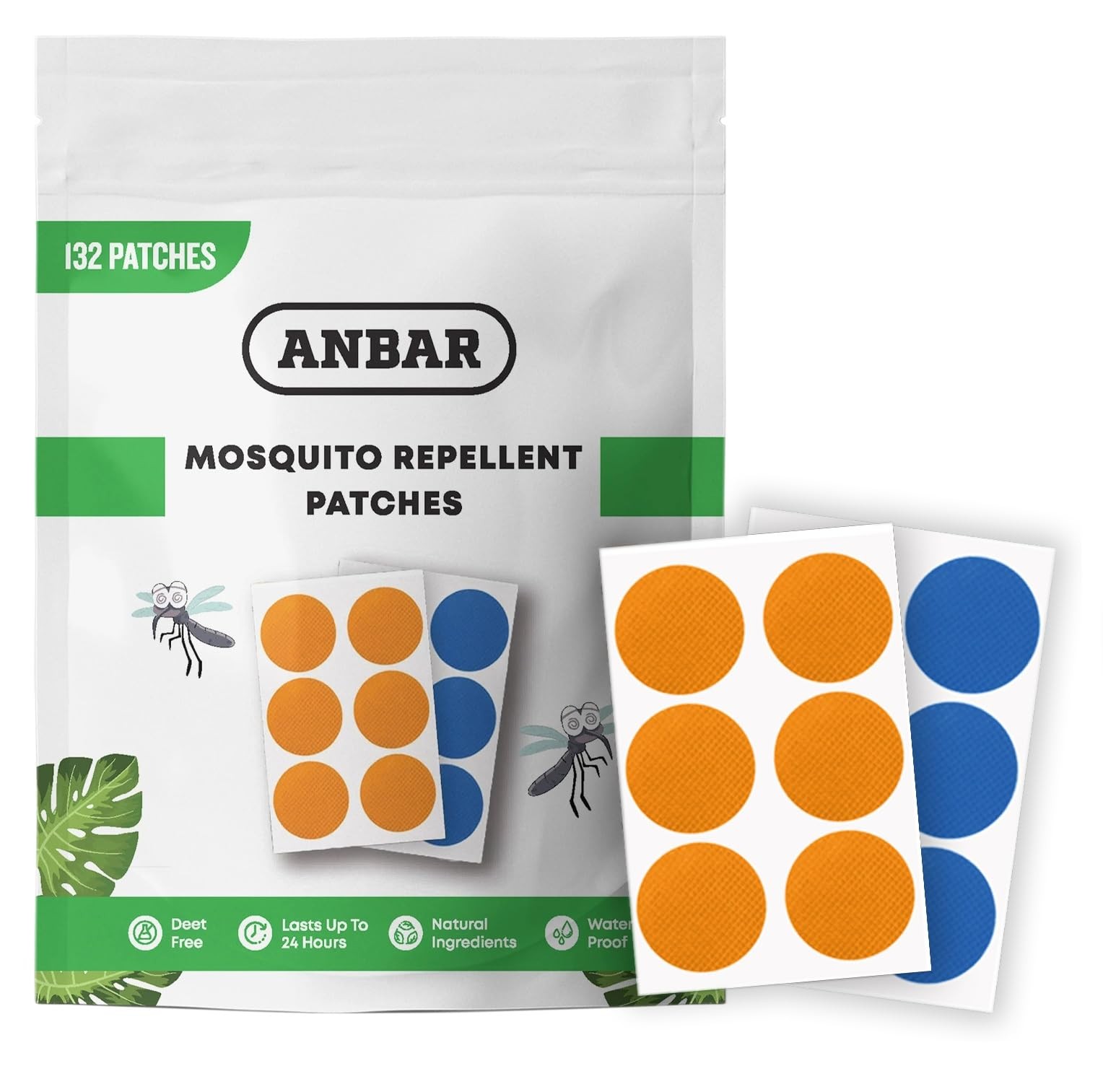 Anbar Mosquito Repellent Patches for Kids and Adults, 1 count (Pack of 132)