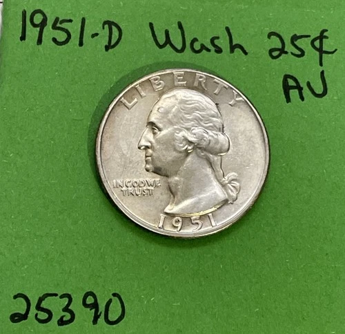 1951 D Washington Quarter AU About Uncirculated 90% Silver See Pictures