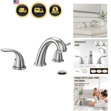 8 Inch 2 Handles 3 Holes Deck Mount Brushed Nickel Widespread Bathroom Faucet...