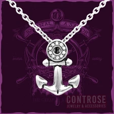 Sparkling Eye Anchor necklace with clear crystal pendant by Controse