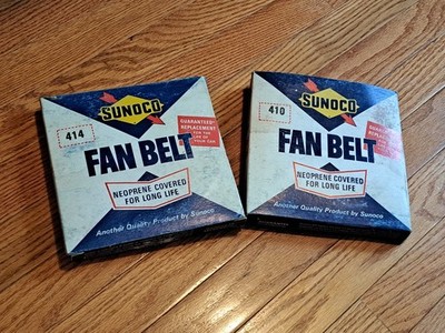 Vintage NOS Sunoco Fan Belts 410 414 Chevy Mopar Ford GM Gas Station Repair 