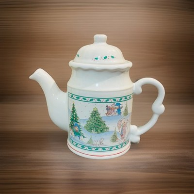 Precious Moments 1994 Porcelain Holiday Christmas Tree Winter Teapot W/ Lid