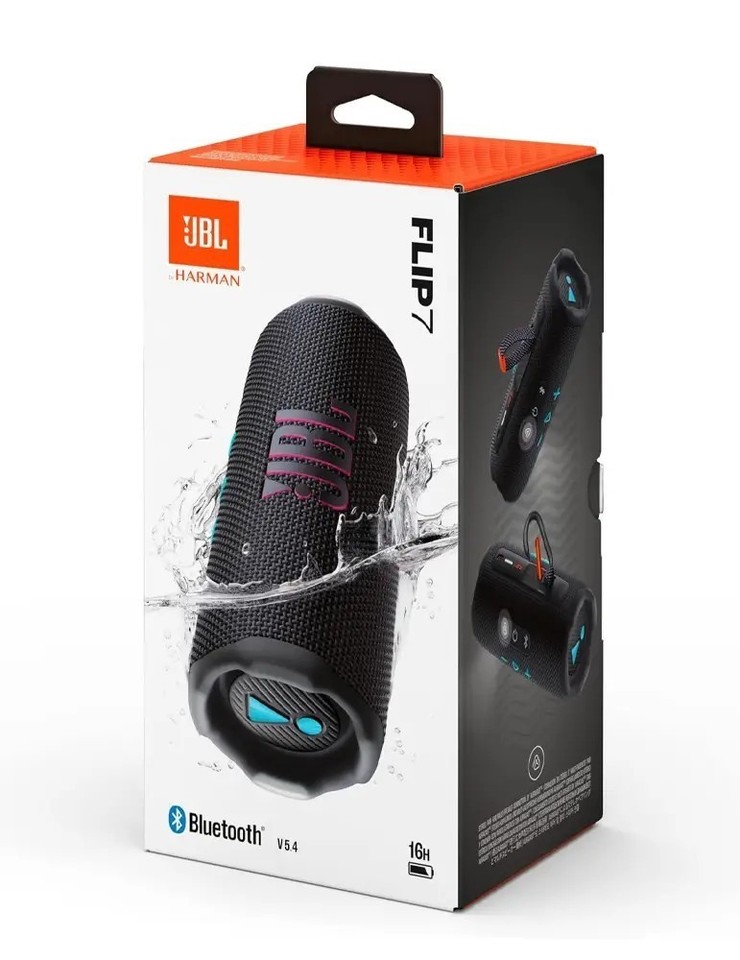 JBL Flip 7 Altoparlante wireless Bluetooth resistente all’acqua nero cilindro