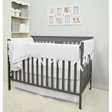 American Baby Company Heavenly Soft 6 Piece Crib Rail Bedding Set, White -