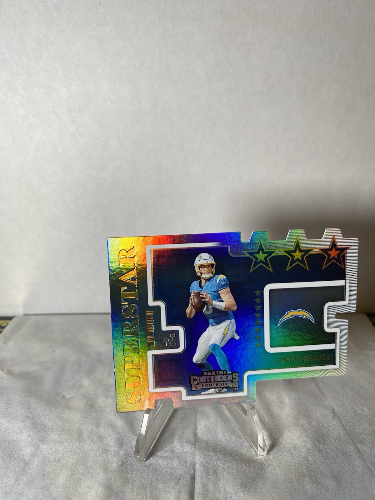 Justin Herbert 2022 Panini Contenders Superstar SSP Die cut Chargers #SDC-JHE