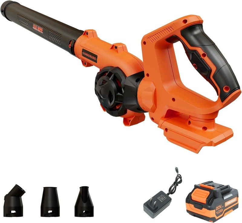 COMOWARE Leaf Blower Cordless, 210 CFM & 3 Speed Levels, Electric Cordless
