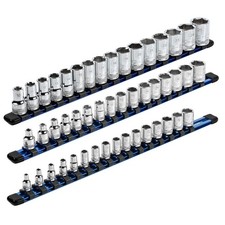 60041-3-Piece 17-Inch Blue Aluminum Socket Rail Set - 1/4-Inch, 3/8-Inch, and...