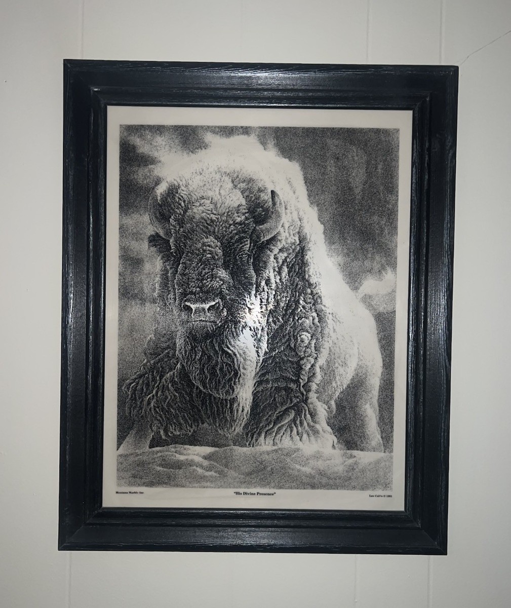 Marble Etched Buffalo His Divine Presence Montana Marble 1991 Lee