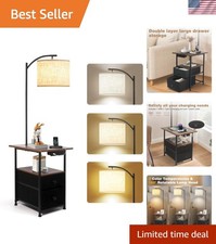 Floor Lamp with Table  2 Drawers, End Table with 3 Color Temperature Reading...