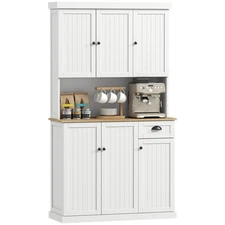 71" Modern Freestanding Kitchen Pantry Cabinet with Adjustable Shelves & Drawer