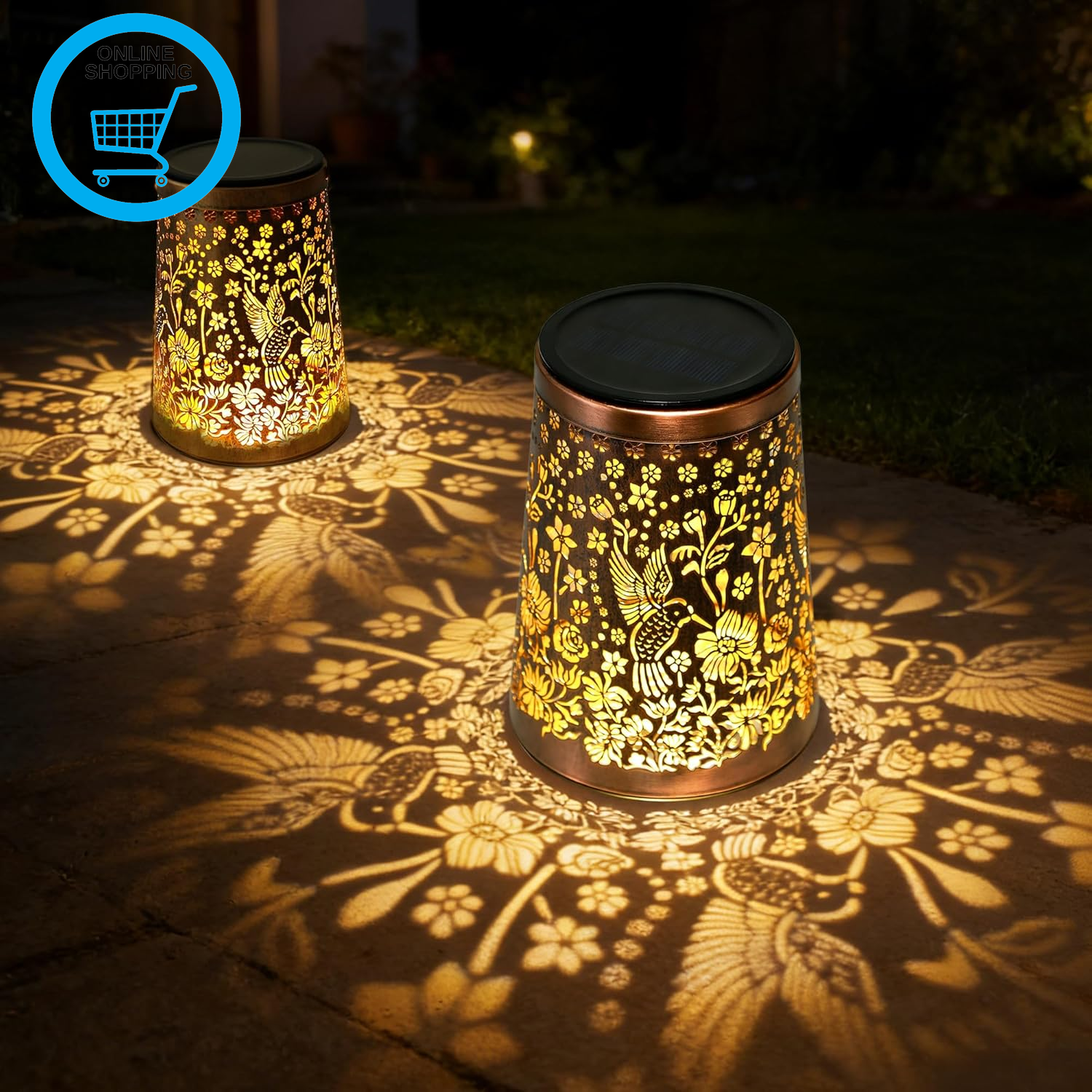 Solar Lanterns for outside 2 Pack ,Garden Ornaments Outdoor Solar Lantern IP65 W