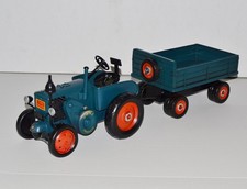 Blechtraktor Lanz Gespann mit Pritschenanhänger Oldtimer Lanz Bulldog L 60 cm