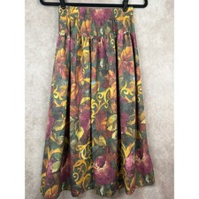 Vintage 90s Fritzi Sport Midi Skirt Womens P/M Multicolor Floral Elastic Waist
