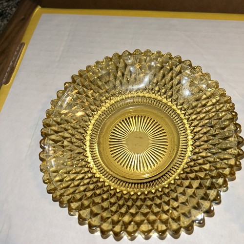 Juego de 2 platos de caramelo con volantes punta de diamante redondo ámbar tradiciones de vidrio federal de colección - Imagen 2 de 7