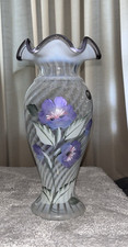 Fenton HP French Opalescent Optic Spiral  LAVENDER PETALS  violet crest vase