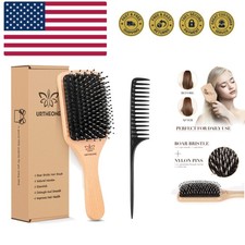Hair Brush Boar Bristle Hairbrush for Thick Curly Thin Long Short Wet or Dry ...