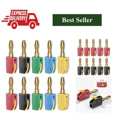 4mm Banana Plug Gold-Plated 32A Quick Connect Solderless Connectors 10 PCS