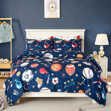 7 Pieces Sports Comforter Set for Boys Kids Soft Fluffy Baseball Bedding Set Twi