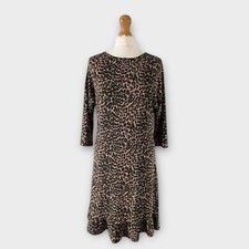 Sosandar Dress Animal Print 8 Brown Leopard A-line Jersey Mini Casual Work Party