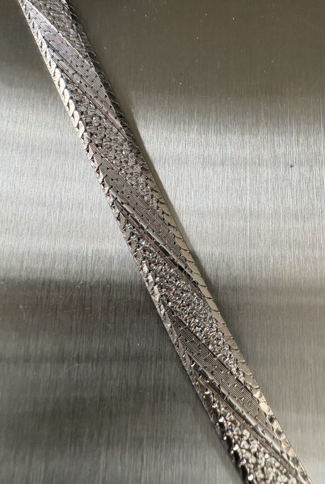 STERLING SILVER SOLID HERRINGBONE 7 Inch Bracelet… - image 3