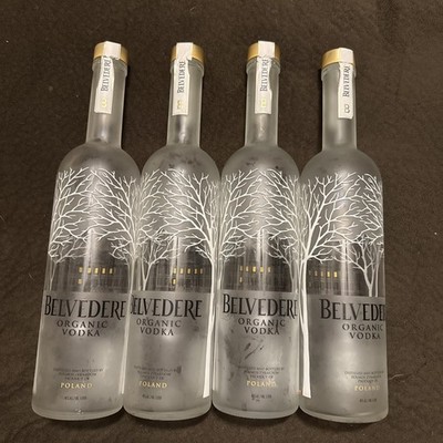 4 Empty Vodka Bottles Belvedere 1L  Art Craft Display Upcycle collect reuse 