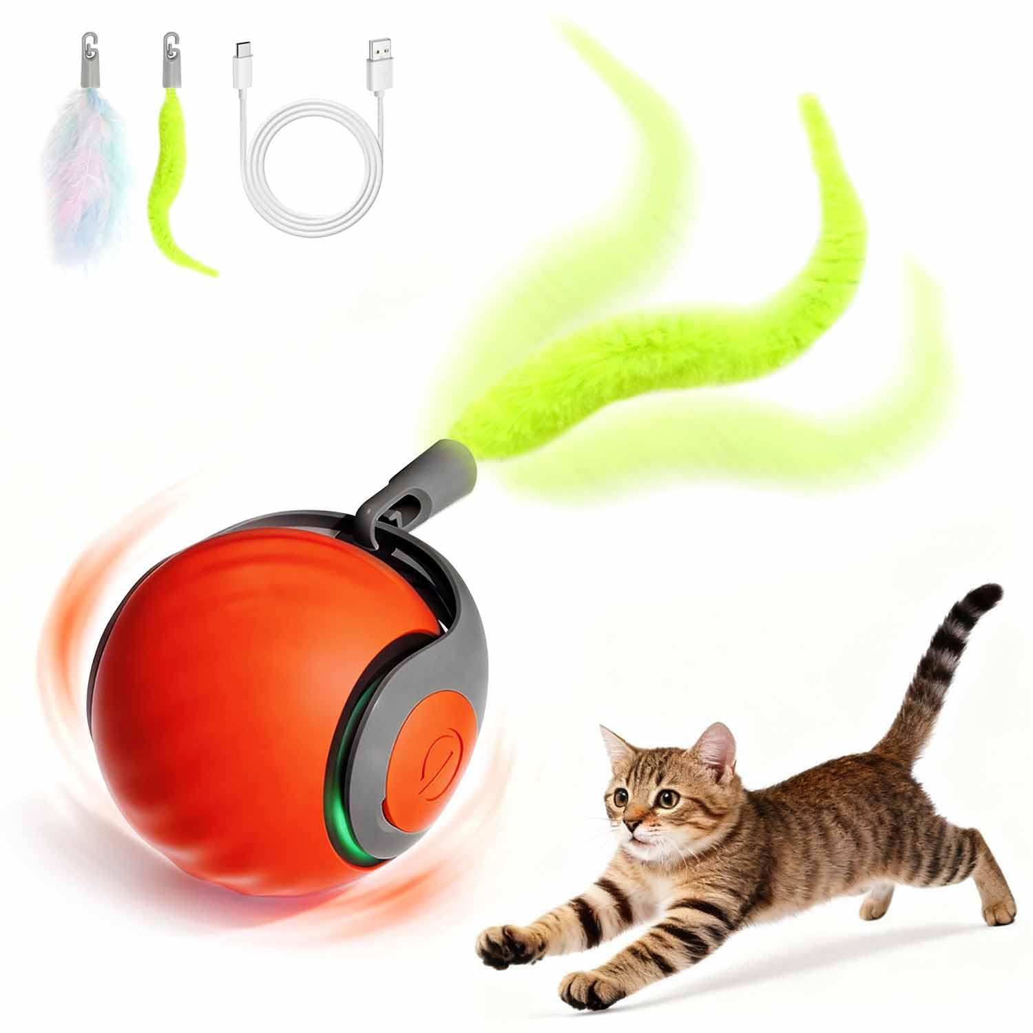 Speedy Tail Cat Toys for Indoor Cats Smart Interactive Kitten Toy with Feather