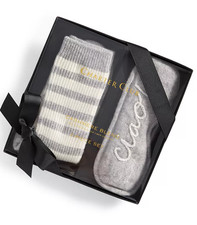  109 Charter Club Cashmere Ciao Sleep Mask  Socks Boxed Gift Set -Grey / Ivory