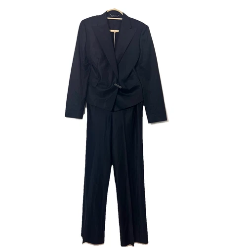 Gucci Tuta Donna 42 2 Pezzi Pantalone Giacca Nero Lana Mohair Carriera