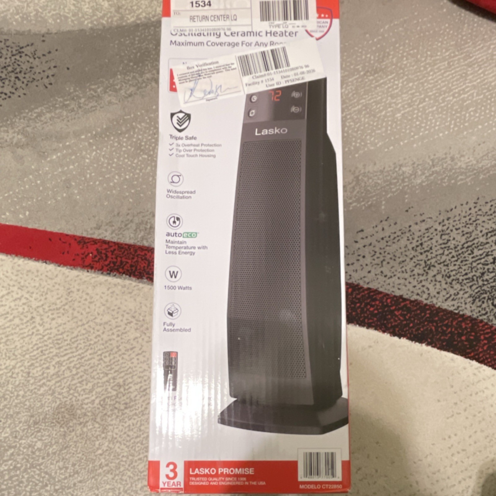 1500w Black Oscillating Auto Shut-off Timer