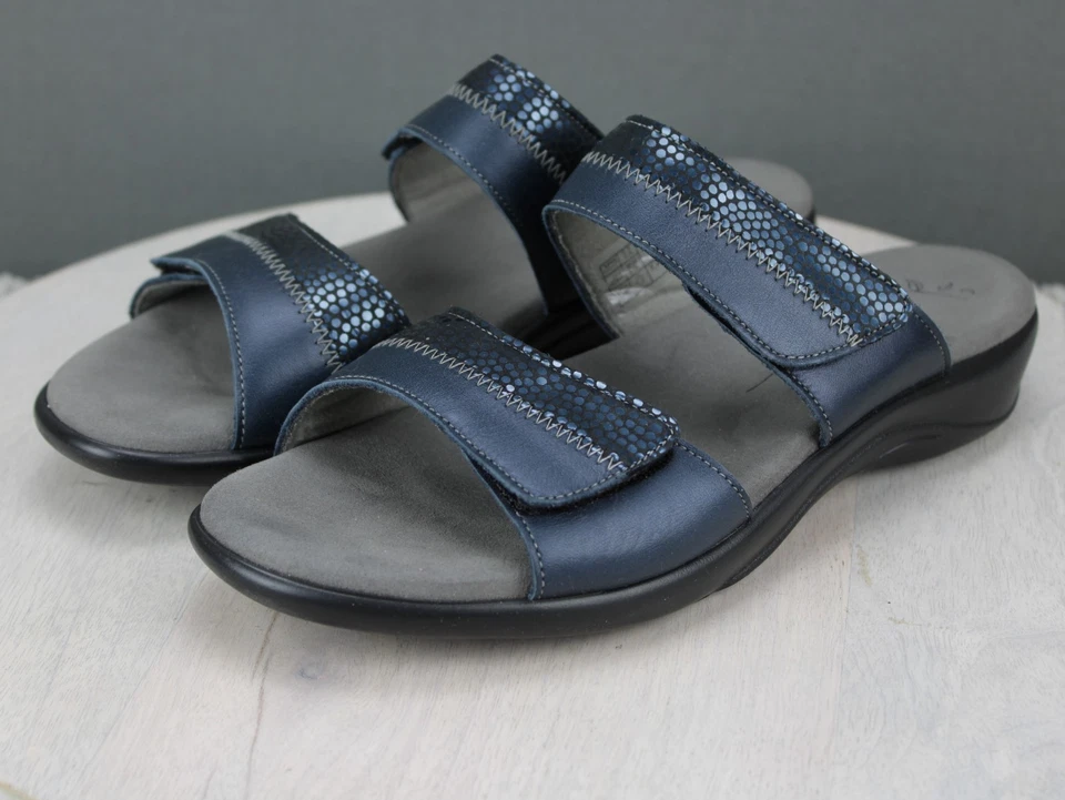 Sandalias cómodas SAS Tripad para mujer 9,5 cuero azul marino informales para caminar Foto 4 de 4