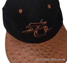 Natural Talent Ostrich Leather Strapback Hat Black Vintage Excellent