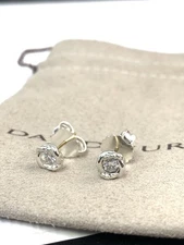 David Yurman Crossover Infinity Stud Earrings in Sterling Silver with Diamonds