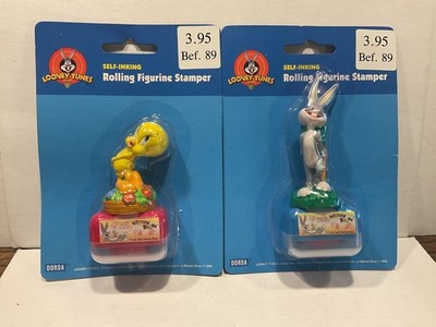Looney Tunes Dorda Toys 2 x Figur 1999: Bugs Bunny + Tweety Stempel ovp Blister