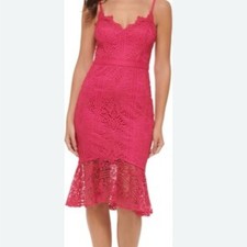 NWT SIZE 10 Guess Pink Sheath Midi Dress Sweetheart Neckline