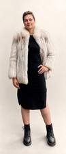 SAGA Blue Fox Fur Jacket Women s M Luxury Winter Cream Fox Coat