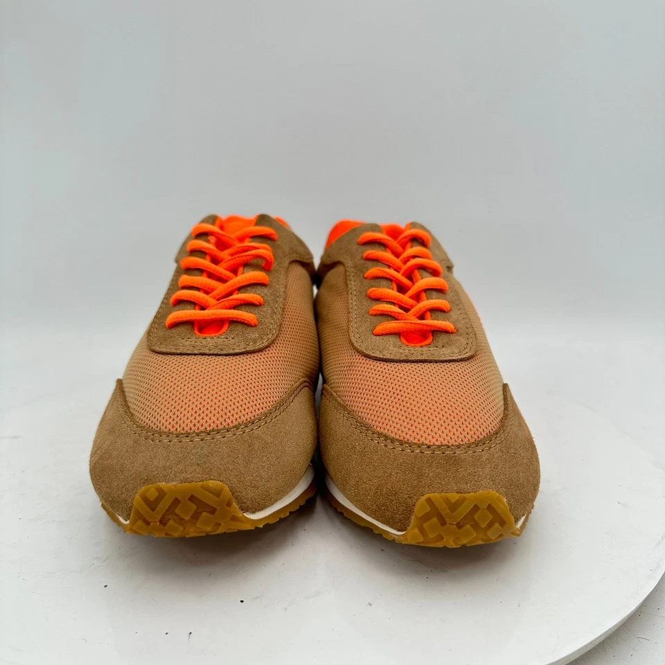 Tory Burch Women Size 7M Brown Orange Suede Stitch Logo Lace Up Low Top Shoes - Image 2 of 4