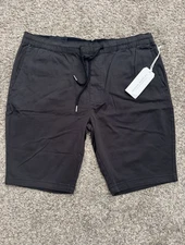 Modern American Grunge Shorts Men’s Pull On Vintage Black Brush Twill Size XL