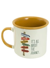 Abbey Gift Journey Camping Mug 16 Oz Ceramic Cup White &Brown Color without Box