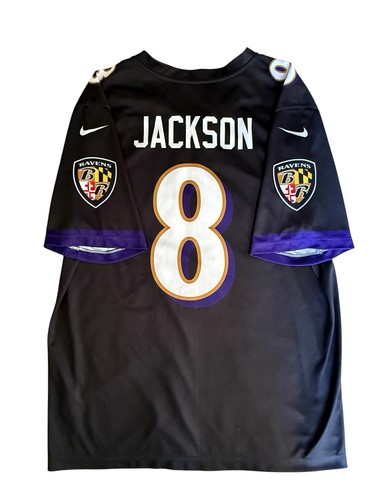 Nike NFL On Field Baltimore Ravens Jersey #8 Lamar Jackson Men's XL Black