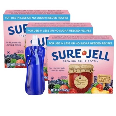 Sure-Jell Low Sugar Jam Fruit Pectin for Canning 3 pack with bottle
