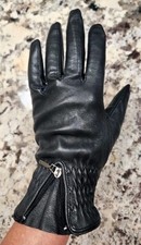 Vintage Intercontinental Leathern Industries Gloves Women's Small Black Zipper