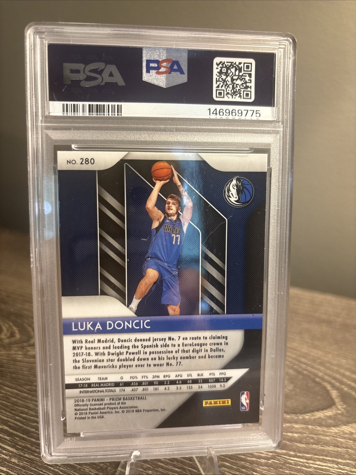 2018-19 Panini Prizm - Luka Dončić #280 (RC) PSA view 2