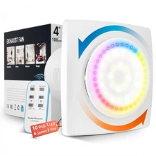 Bathroom Exhaust Fan with Light, 10 RGB Lights 3000 RPM Upgraded 2 Way 6 Spee...