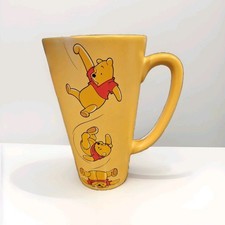 Disney Winnie the Pooh Cup Somersault Yellow Tall Coffee Tea 16 oz Mug - RARE