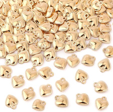 120 Pcs Heart Charms, Gold Valentines Day Charms for Jewelry Making, Romantic Lo
