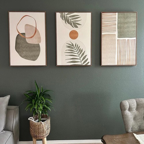 3er Set Tropische Blätter Abstrakte Leinwandbilder Boho Wandbilder für Moderne Deko - Bild 5 von 7