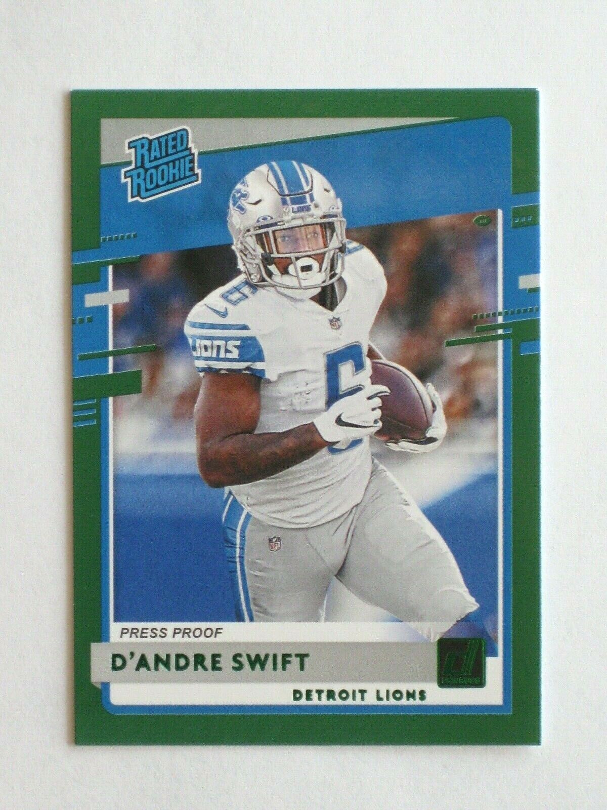 2020 Panini Donruss D'Andre Swift RC #309 GREEN PRESS PROOF Parallel