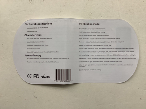 Smartphone sterilisation device Ultra-violet light. CMS Distribution Ltd - Zdjęcie 8 z 8