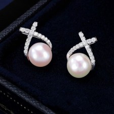 925 Sterling Silver Beautiful Swirl Pearl Stud Earrings Women Girls Jewellery UK