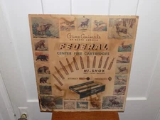 Vintage Federal Center Fire Cartridges Hi-Shok Bullets Cardboard Display Sign